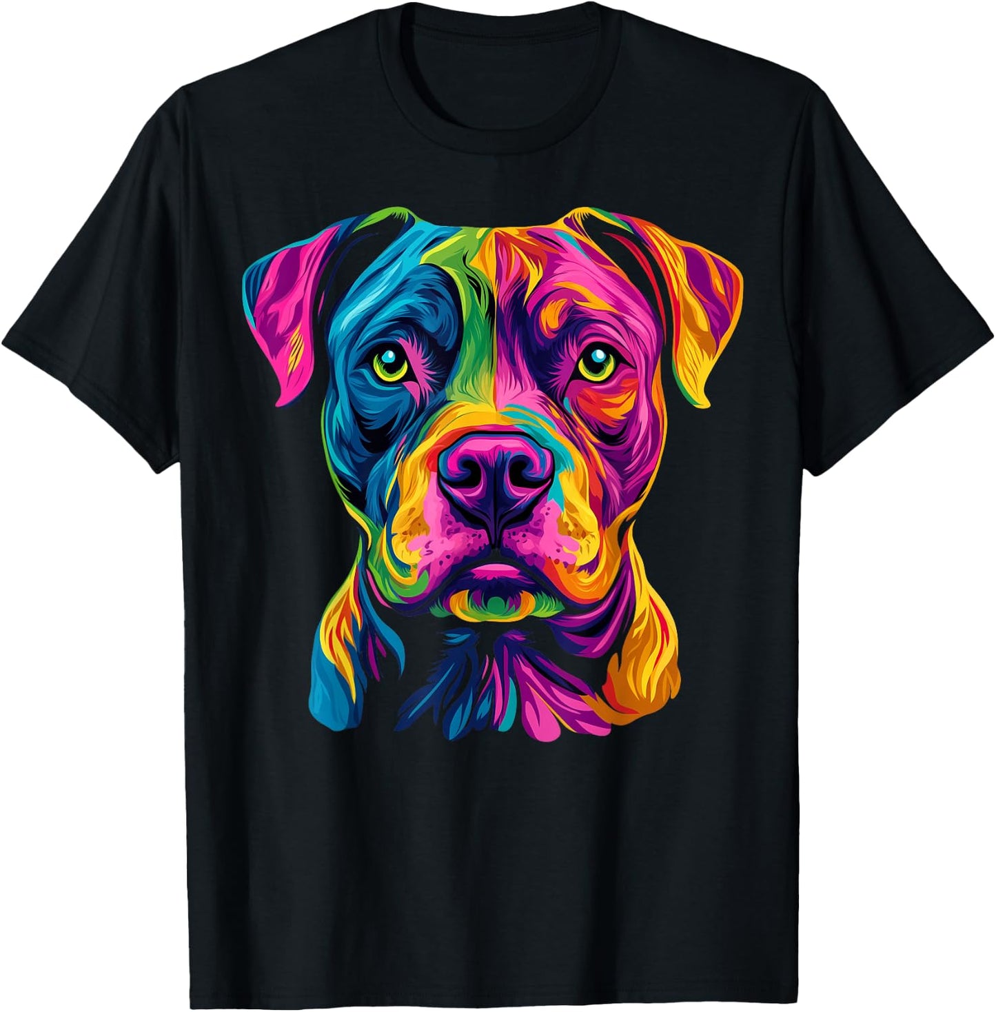Colorful American Staffordshire Terrier Lover Cute Dog Black T-Shirt - T-Shirt | Black