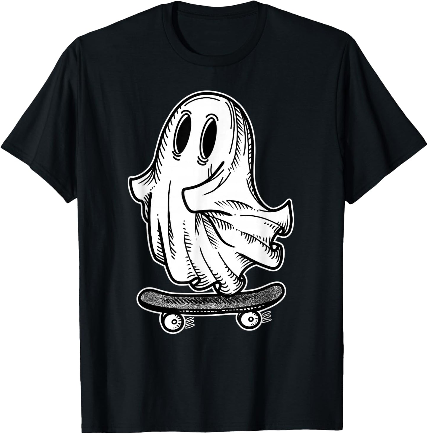 Ghost Skateboarder Blackwork T-Shirt - T-Shirt | Black