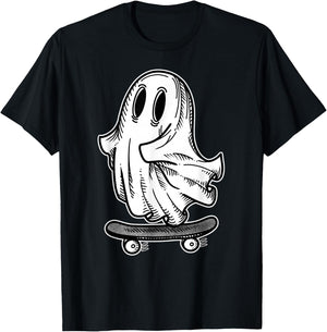 Ghost Skateboarder Blackwork T-Shirt - T-Shirt | Black