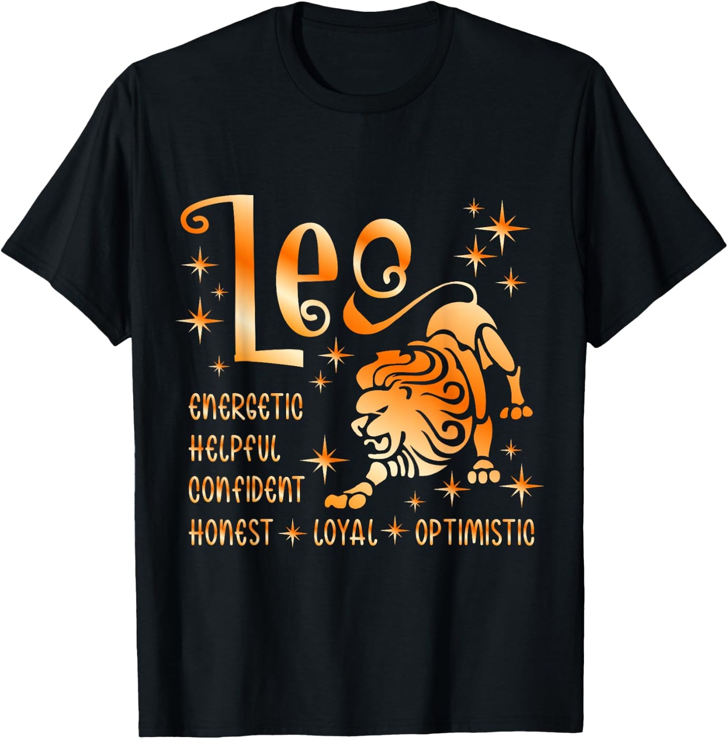 Leo Astrology Zodiac Sign Energetic, Confident, Loyal T-Shirt - T-Shirt | Black