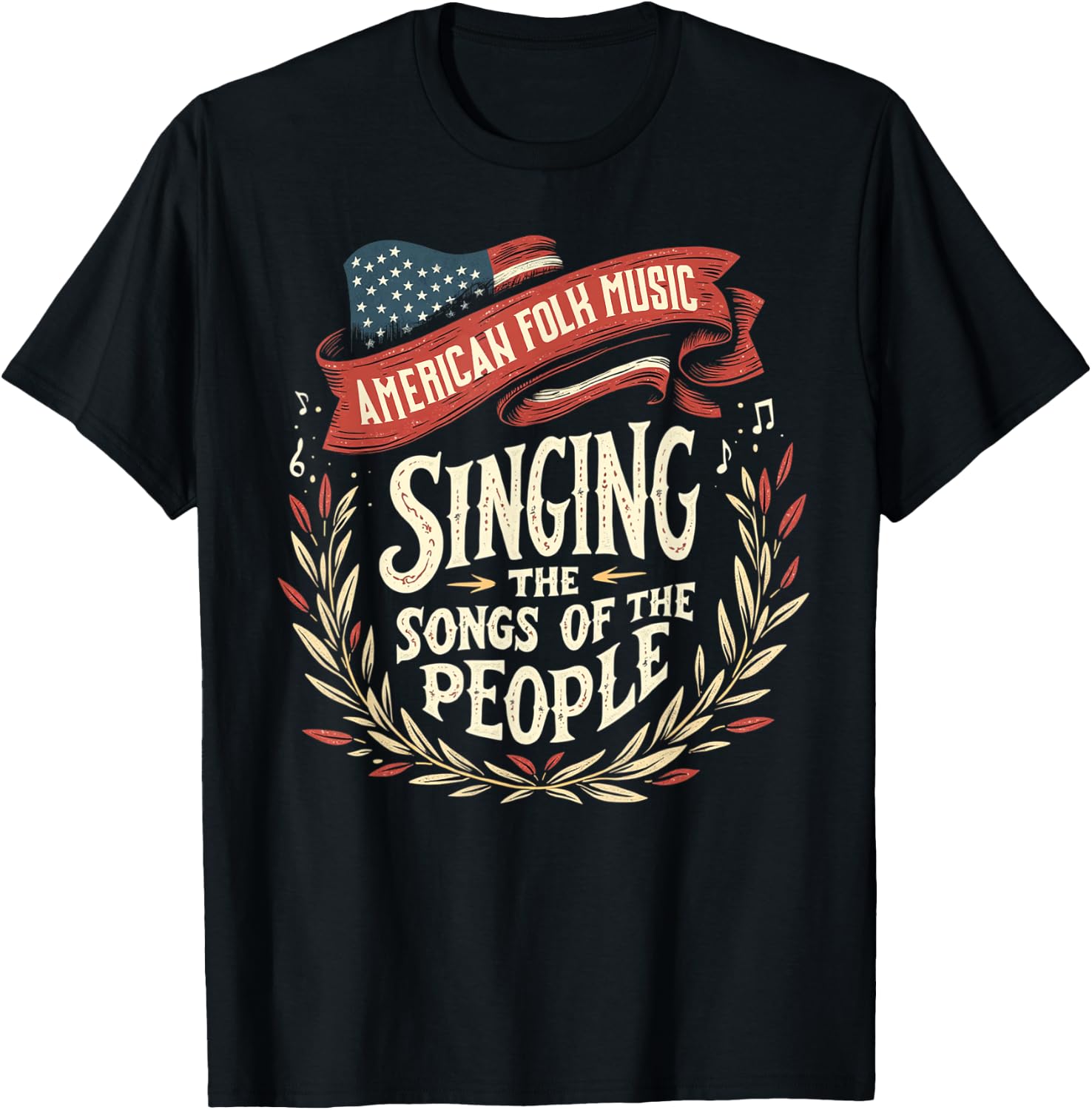 American Folk Music Singing The Songs Of The People T-Shirt - T-Shirt | Black