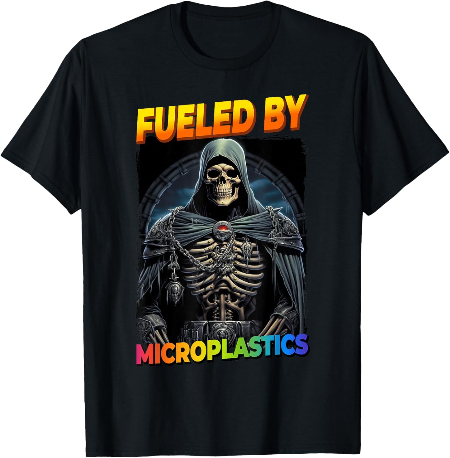 Fueled By Microplastics Cringe Skeleton T-Shirt - T-Shirt | Black