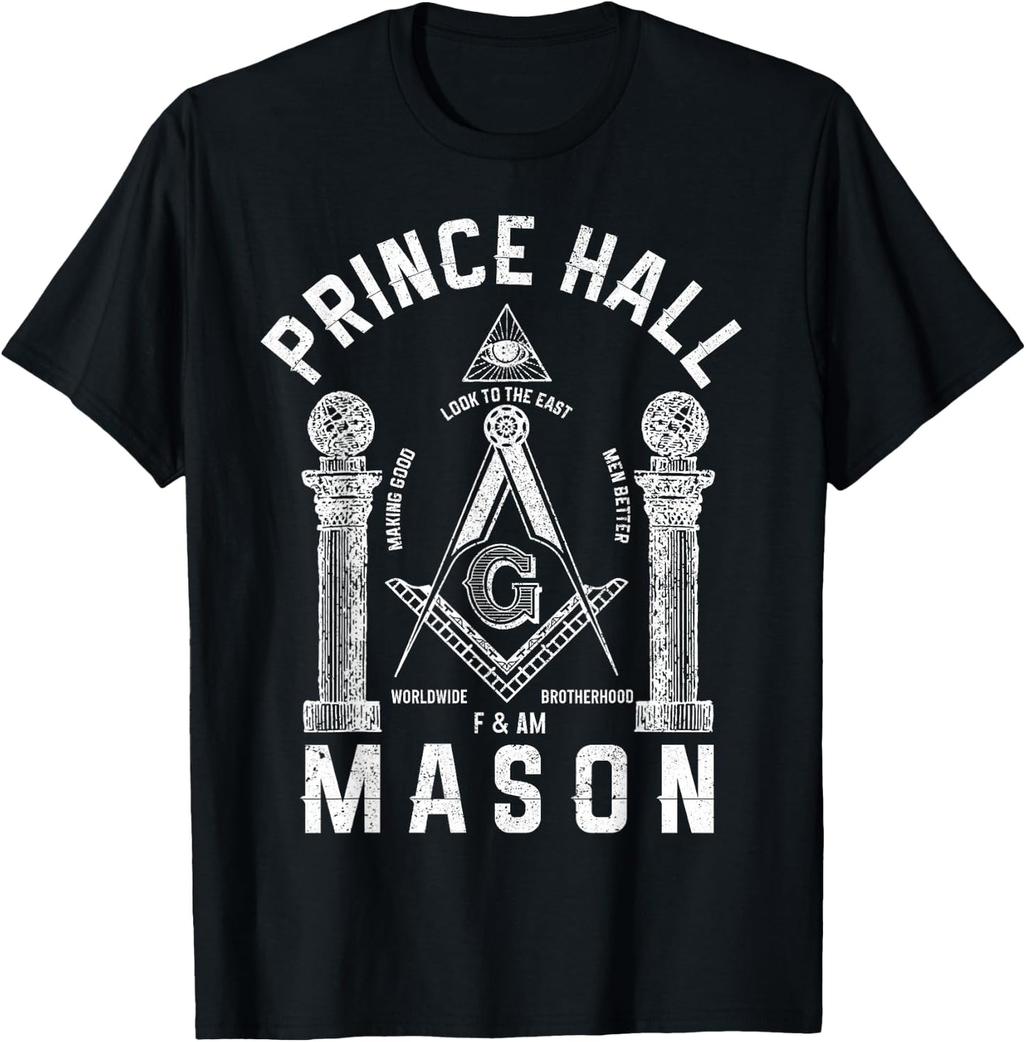 Prince Hall Mason Masonic Square & Compass Freemason Shriner T-Shirt - T-Shirt | Black
