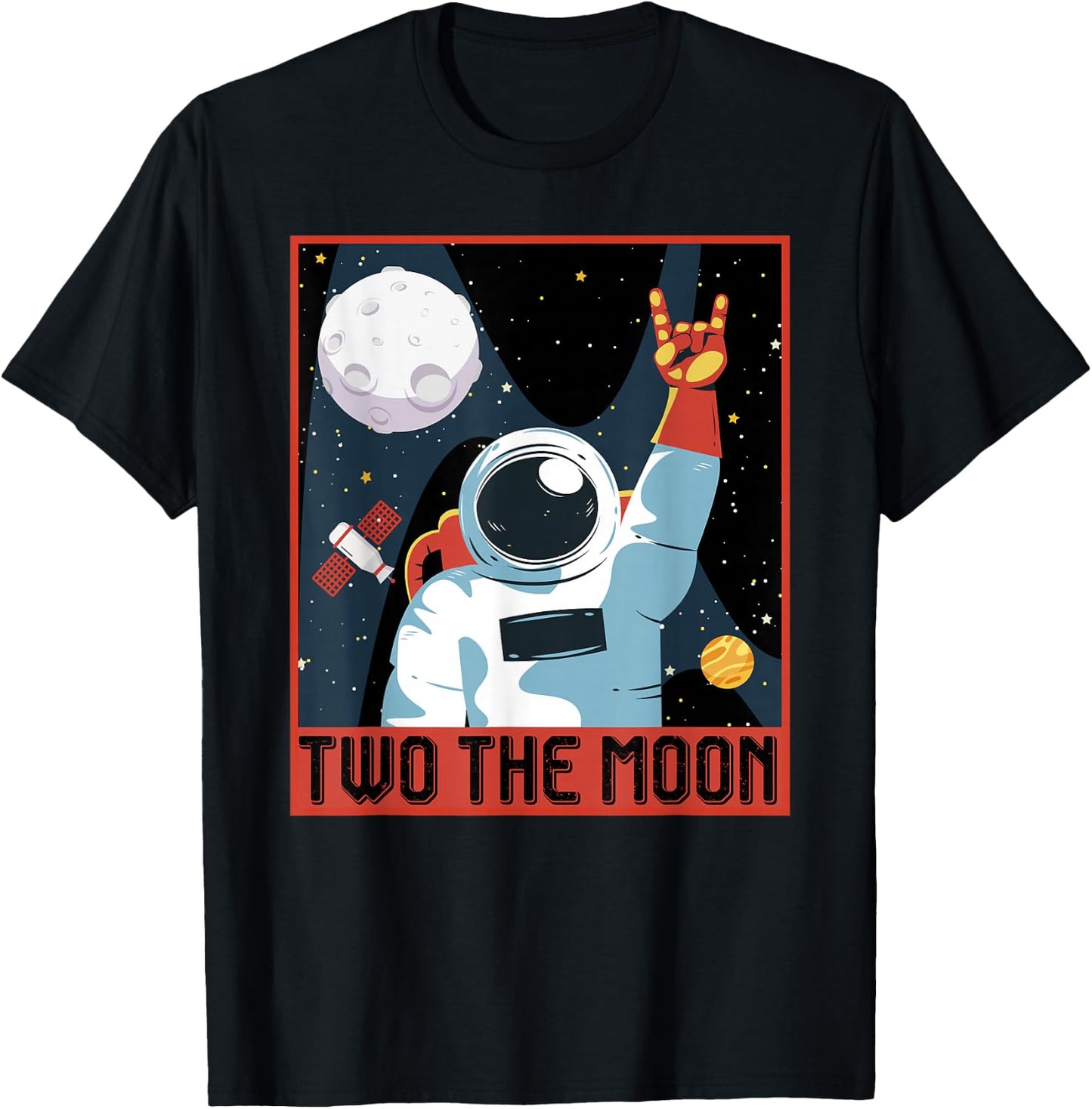 Kids Two The Moon Toddler 2nd Birthday Gift 2 Year Old T-Shirt - T-Shirt | Black