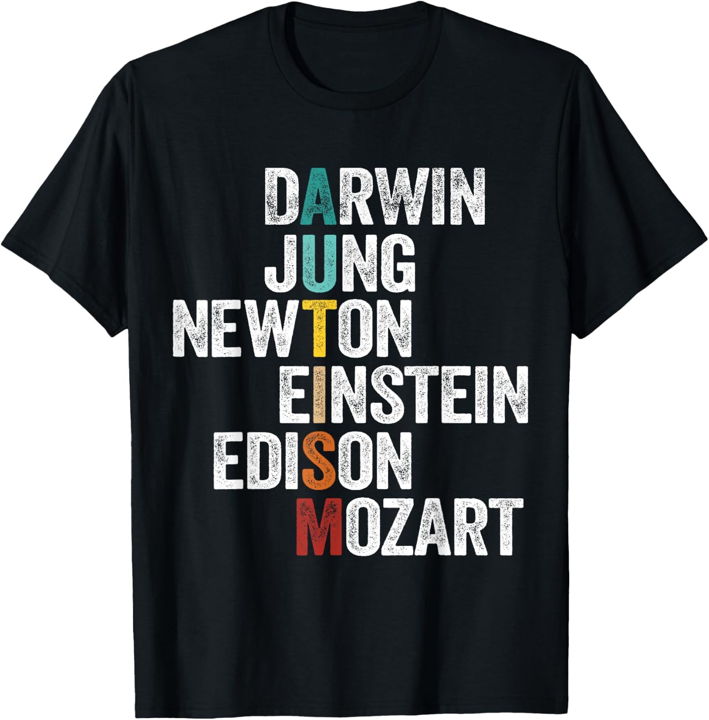 Autism Awareness Darwin Jung Newton Einstein Edison Mozart T-Shirt - T-Shirt | Black