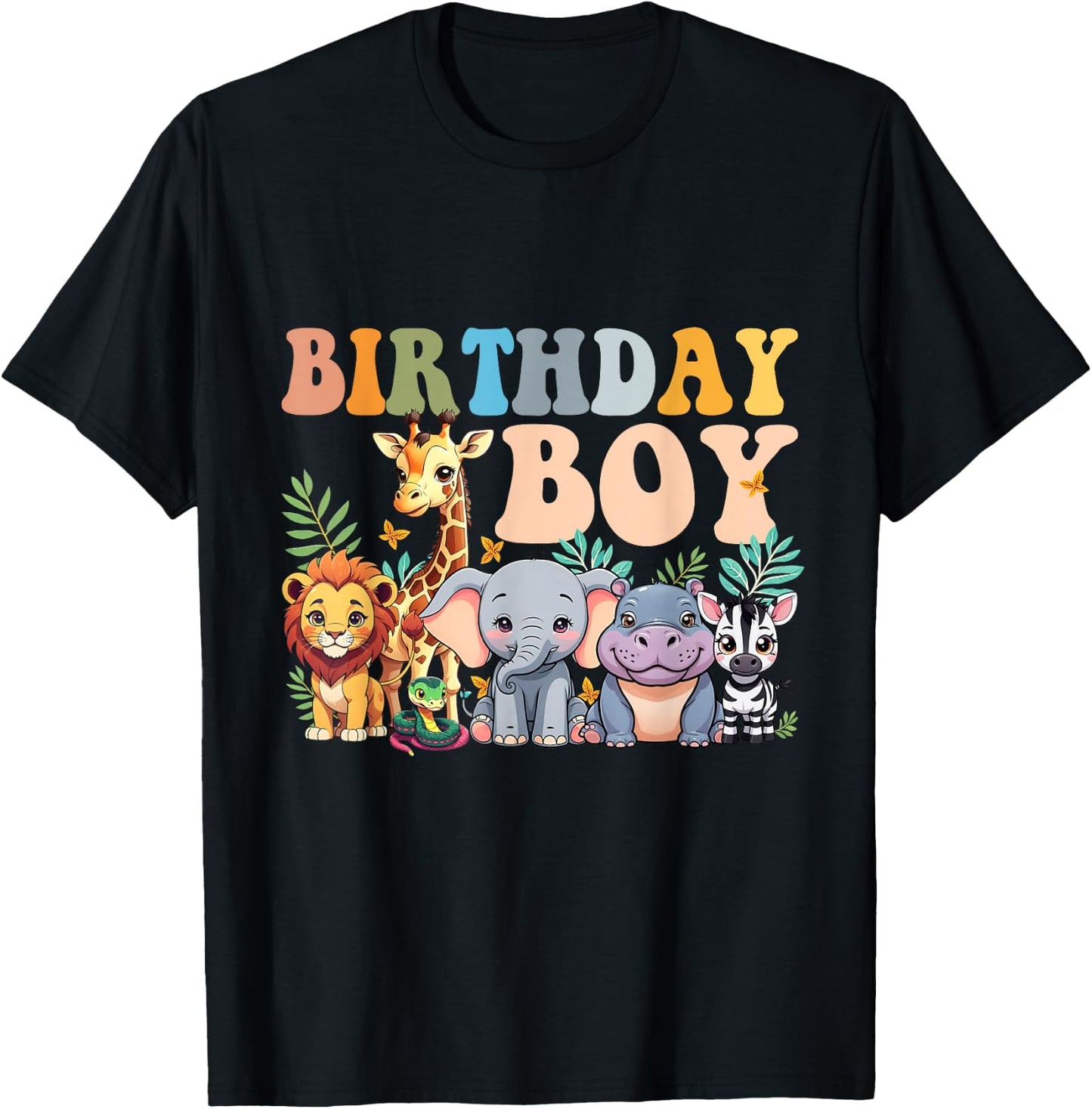 Birthday Boy Kids Safari Squad Zoo Jungle Animal Toddler T-Shirt - T-Shirt | Black