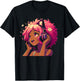 Anime and Music Black Girl Anime Merch Afro African American T-Shirt - T-Shirt | Black