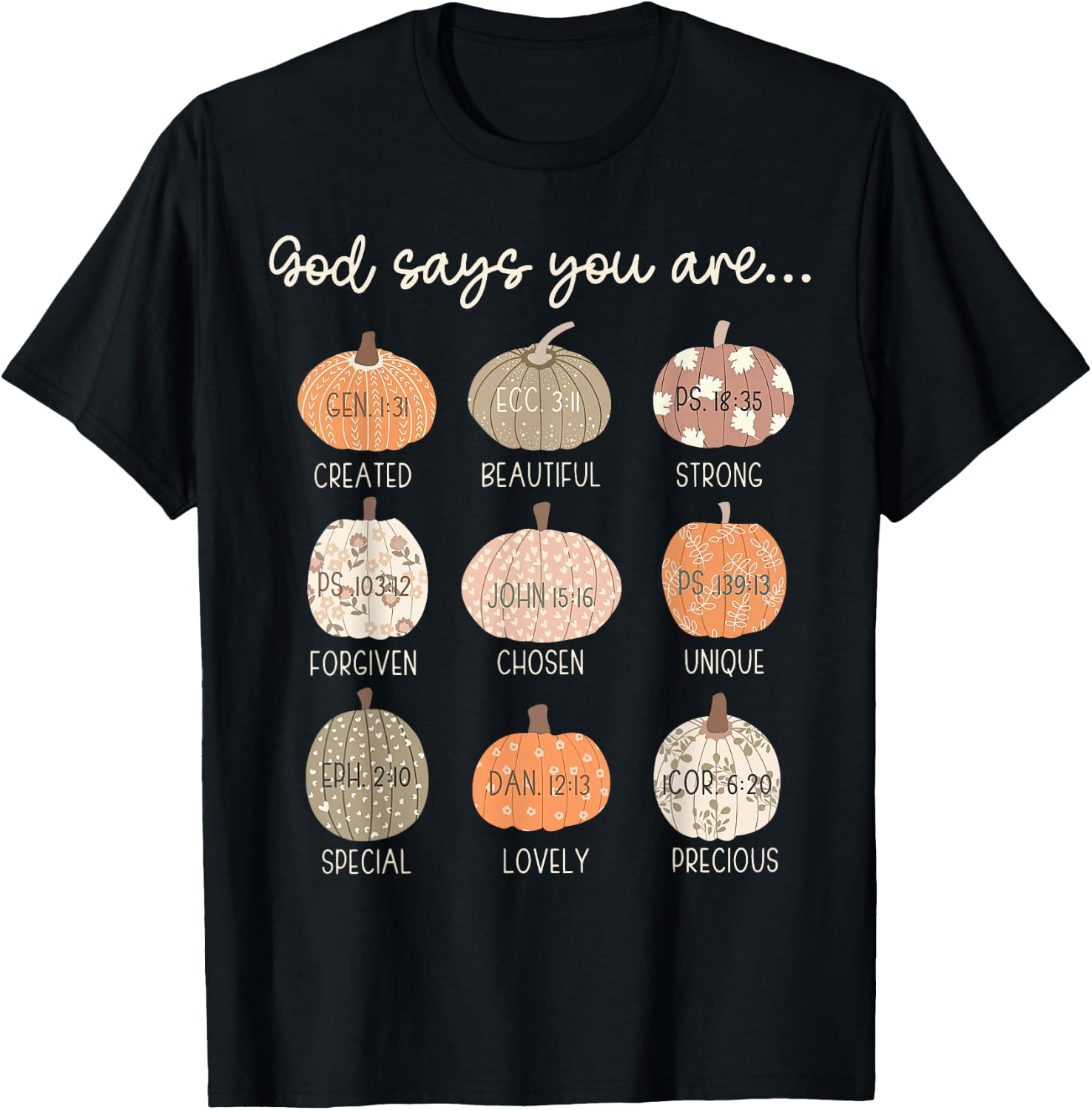 God Say You Are Pumpkin Bible Verses Christian Thanksgiving T-Shirt - T-Shirt | Black