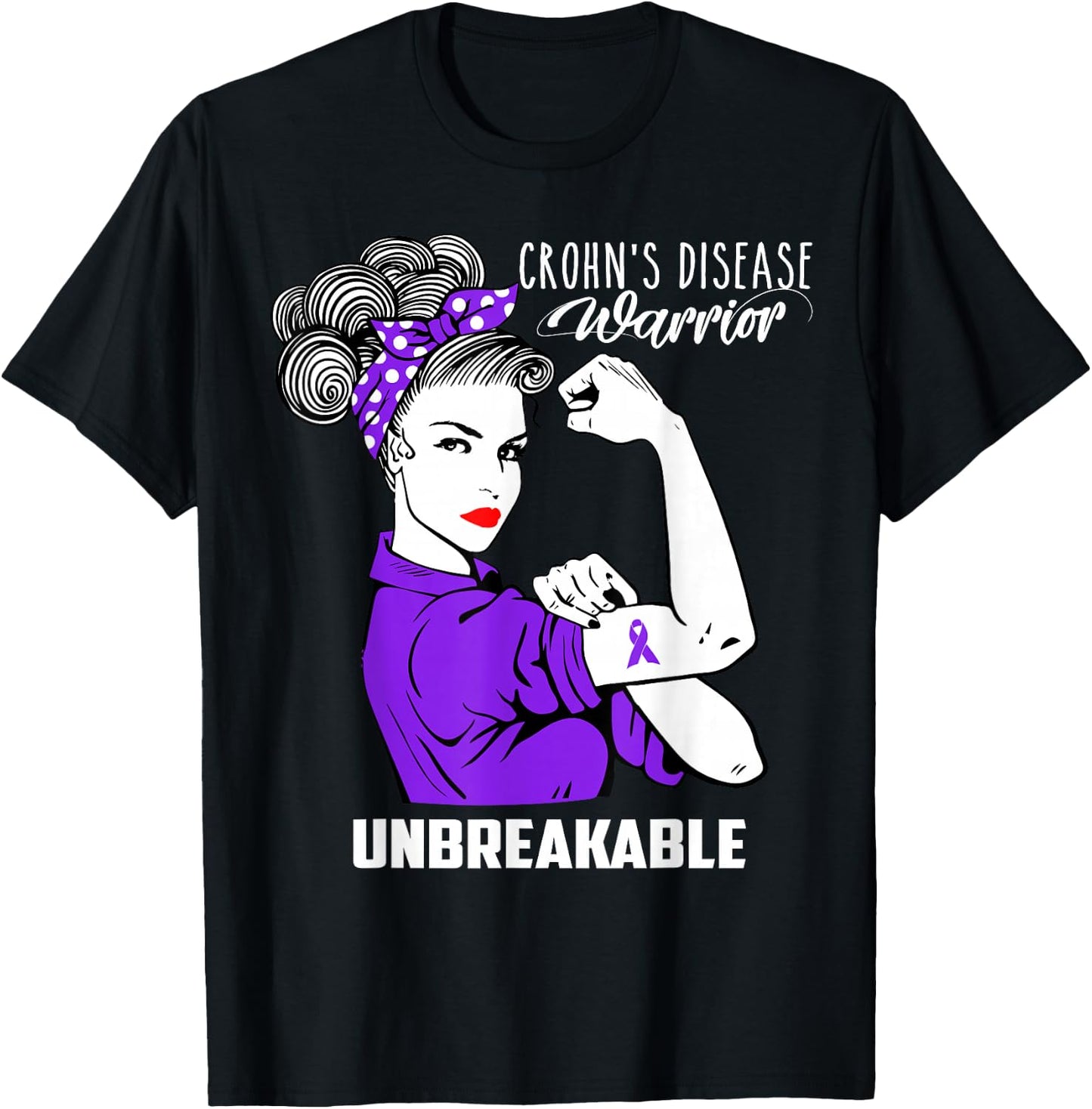 Crohns Disease Warrior Unbreakable Shirt Awareness Gift T-Shirt - T-Shirt | Black