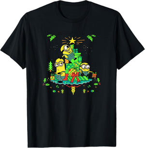 Minions Merry Christmas T-Shirt - T-Shirt | Black