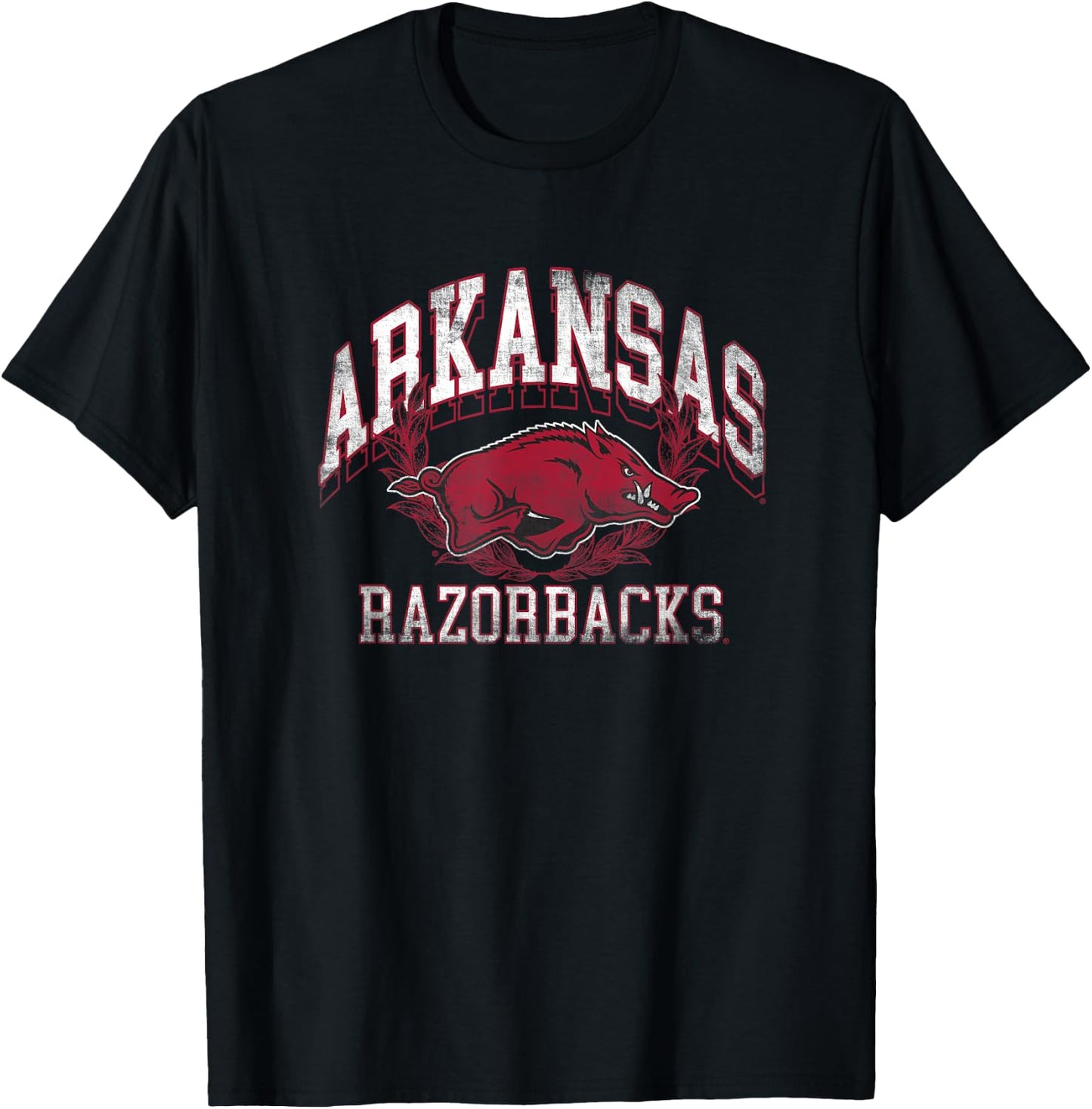 University of Arkansas Razorbacks Distressed Laurels T-Shirt - T-Shirt | Black