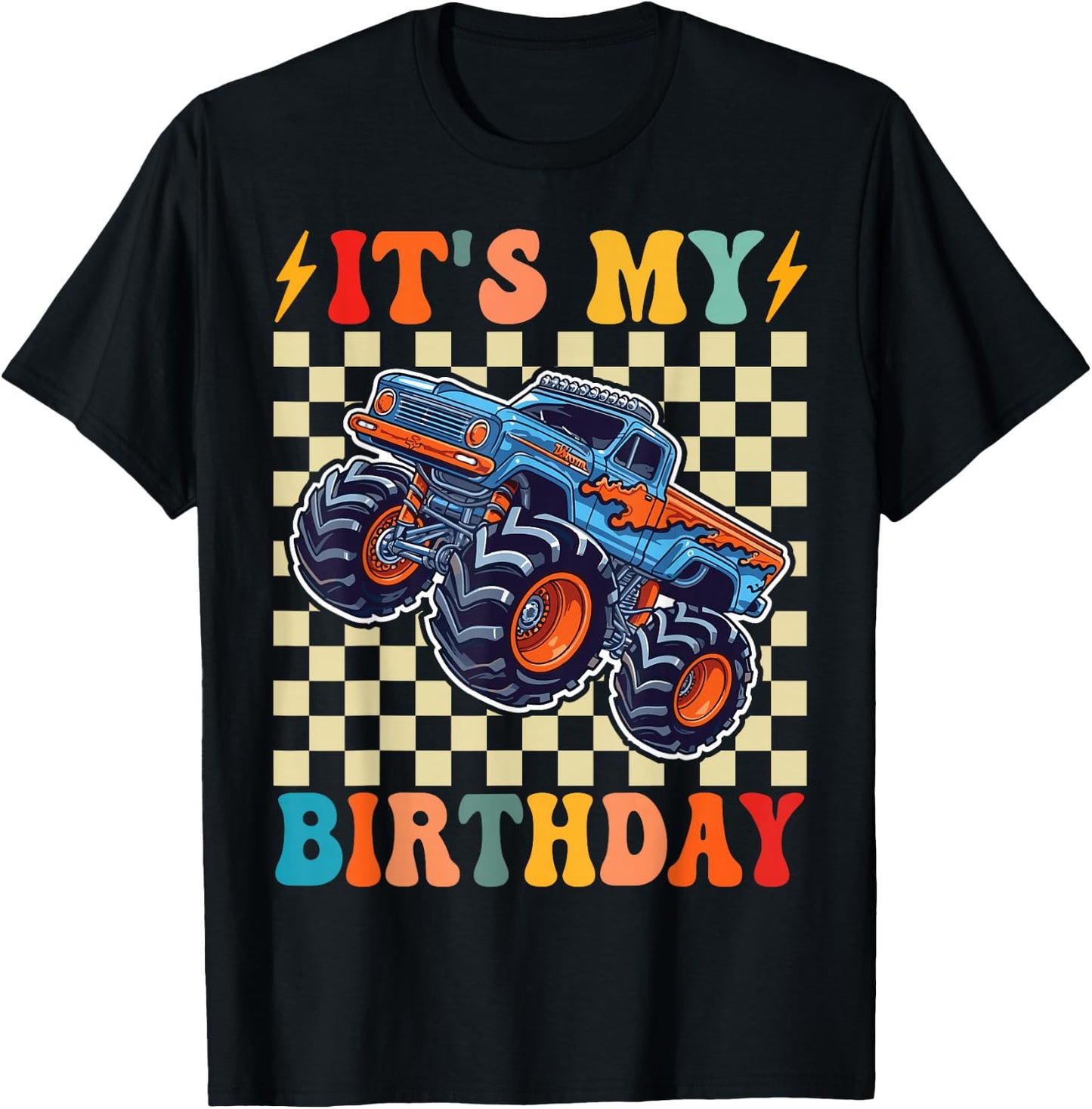 It's My Birthday Boys Monster Truck Bday Party Kids Boy T-Shirt - T-Shirt | Black