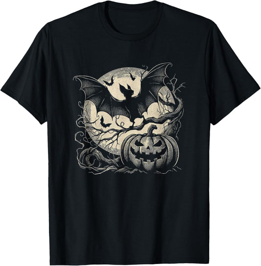 Spooky Bat Halloween Art Design And Men T-Shirt - T-Shirt | Black