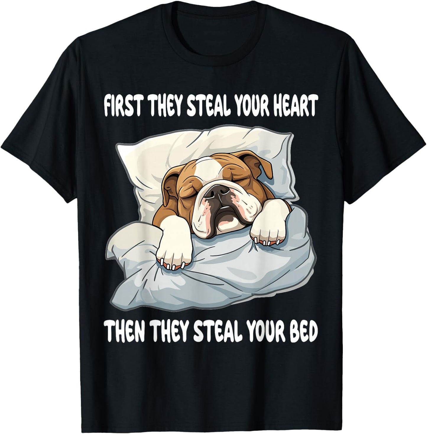 English Bulldog Sleeping Pajamas Nightgown T-Shirt - T-Shirt | Black