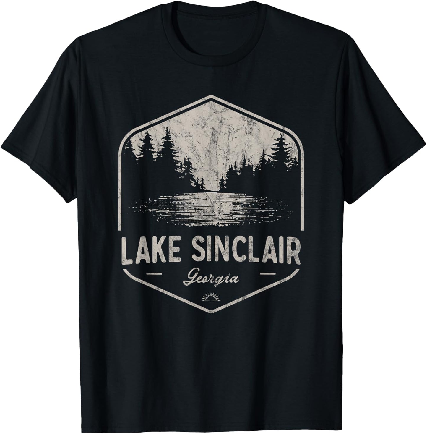 Lake Sinclair Georgia Outdoors Vintage T-Shirt - T-Shirt | Black