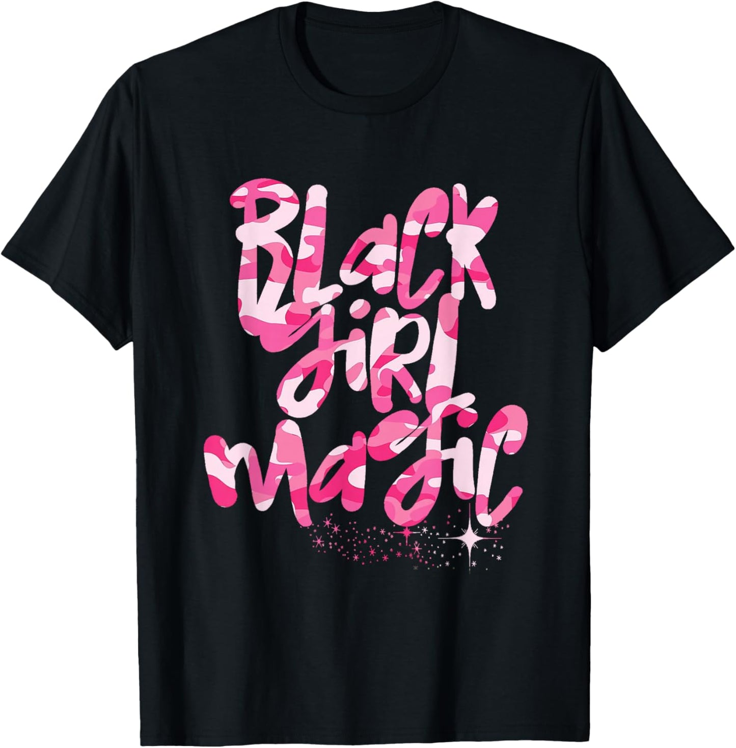 Pink Camo Black Girl Magic Melanin Camouflage Queen Woman T-Shirt - T-Shirt | Black