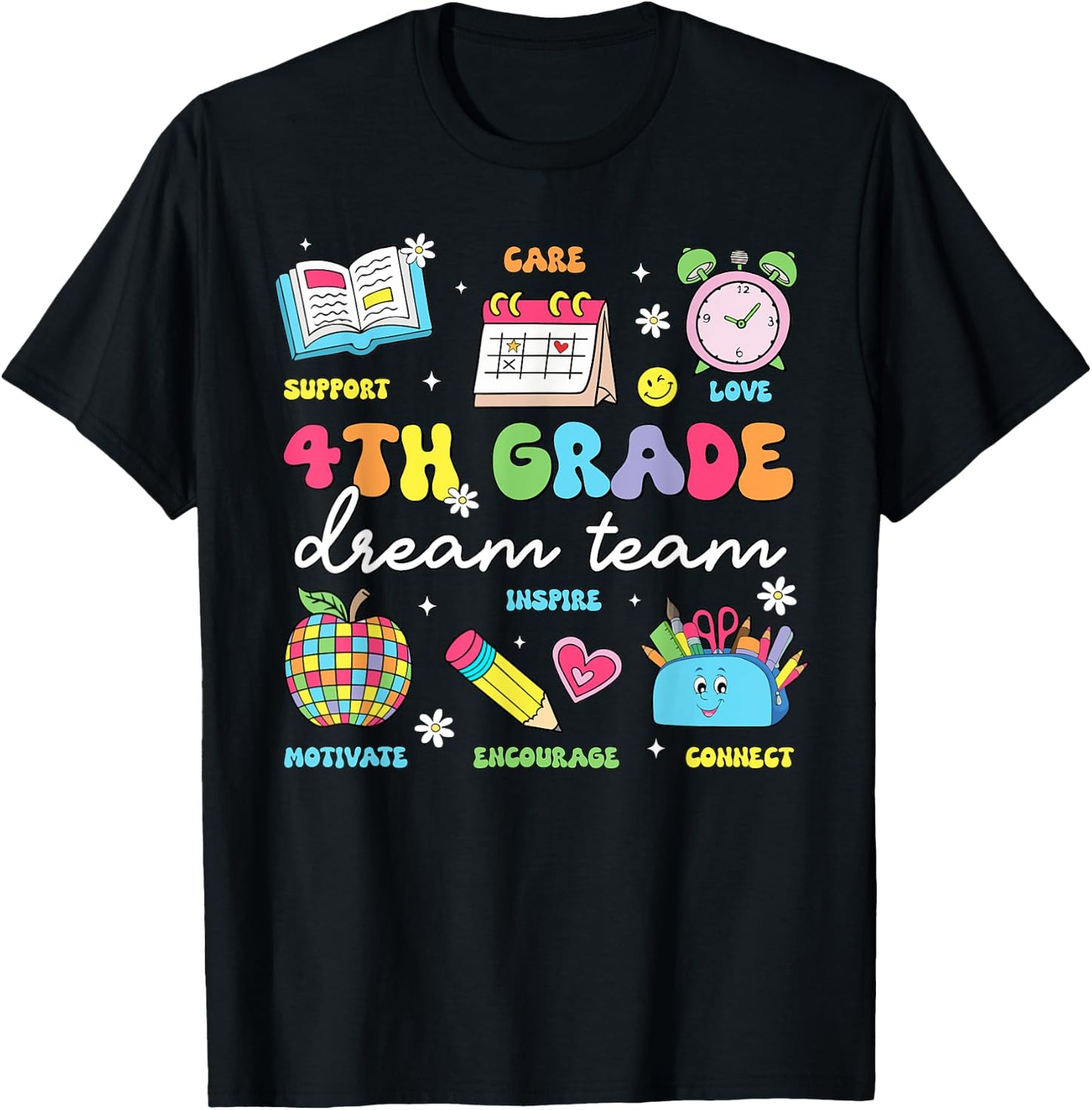 4th Grade Dream Team Back To School Teachers Fourth Grade T-Shirt - T-Shirt | Black