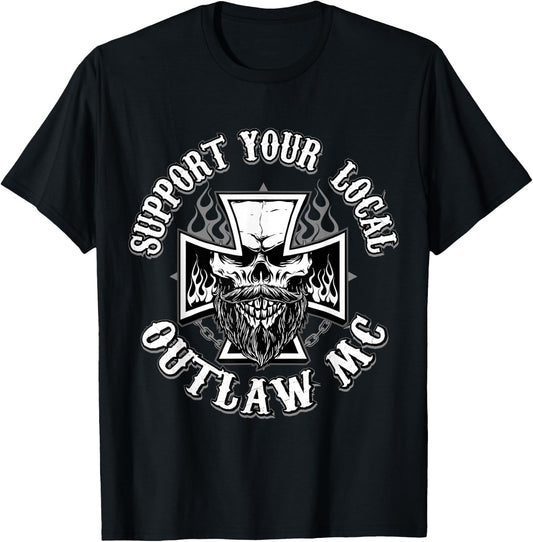 RomperGraphics Men's Support Your Local Outlaw 03 Black , Small T-Shirt - T-Shirt | Black