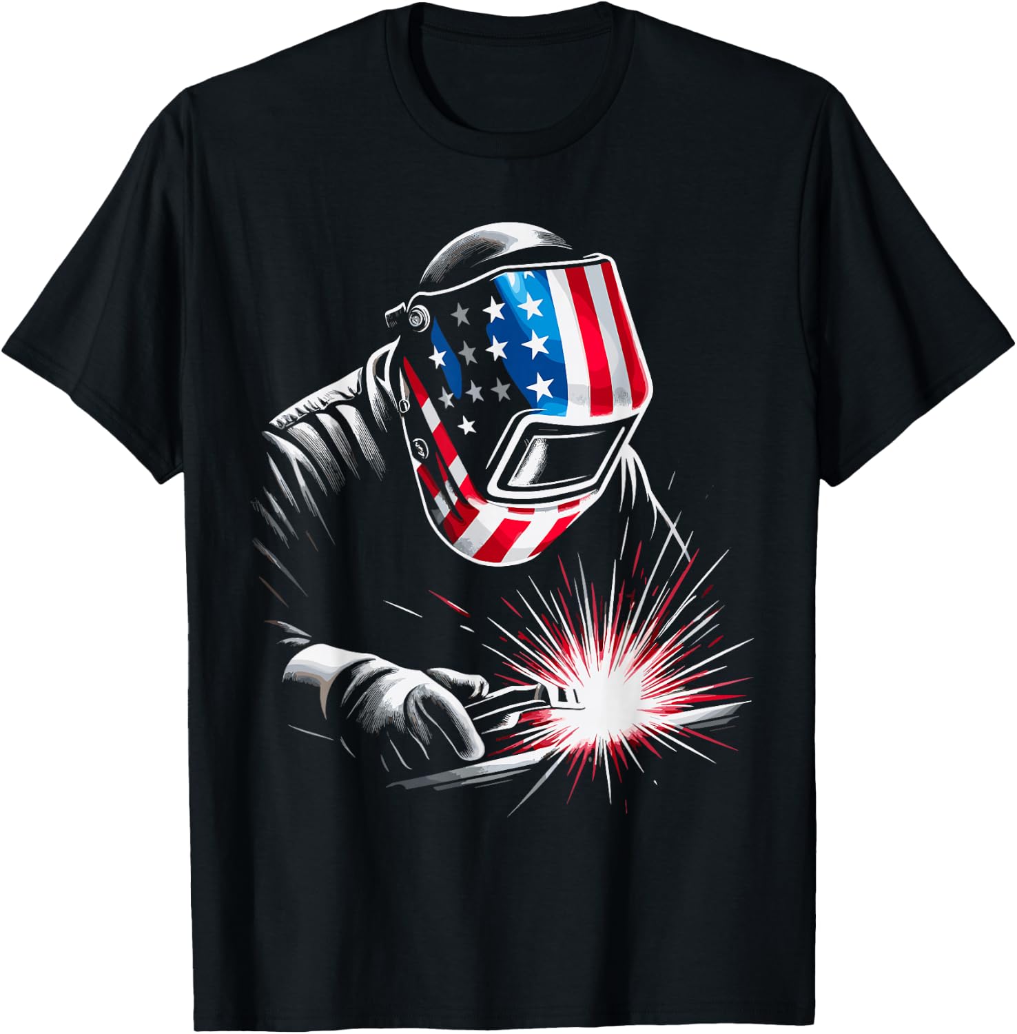 USA Patriotic Welder T-Shirt - T-Shirt | Black