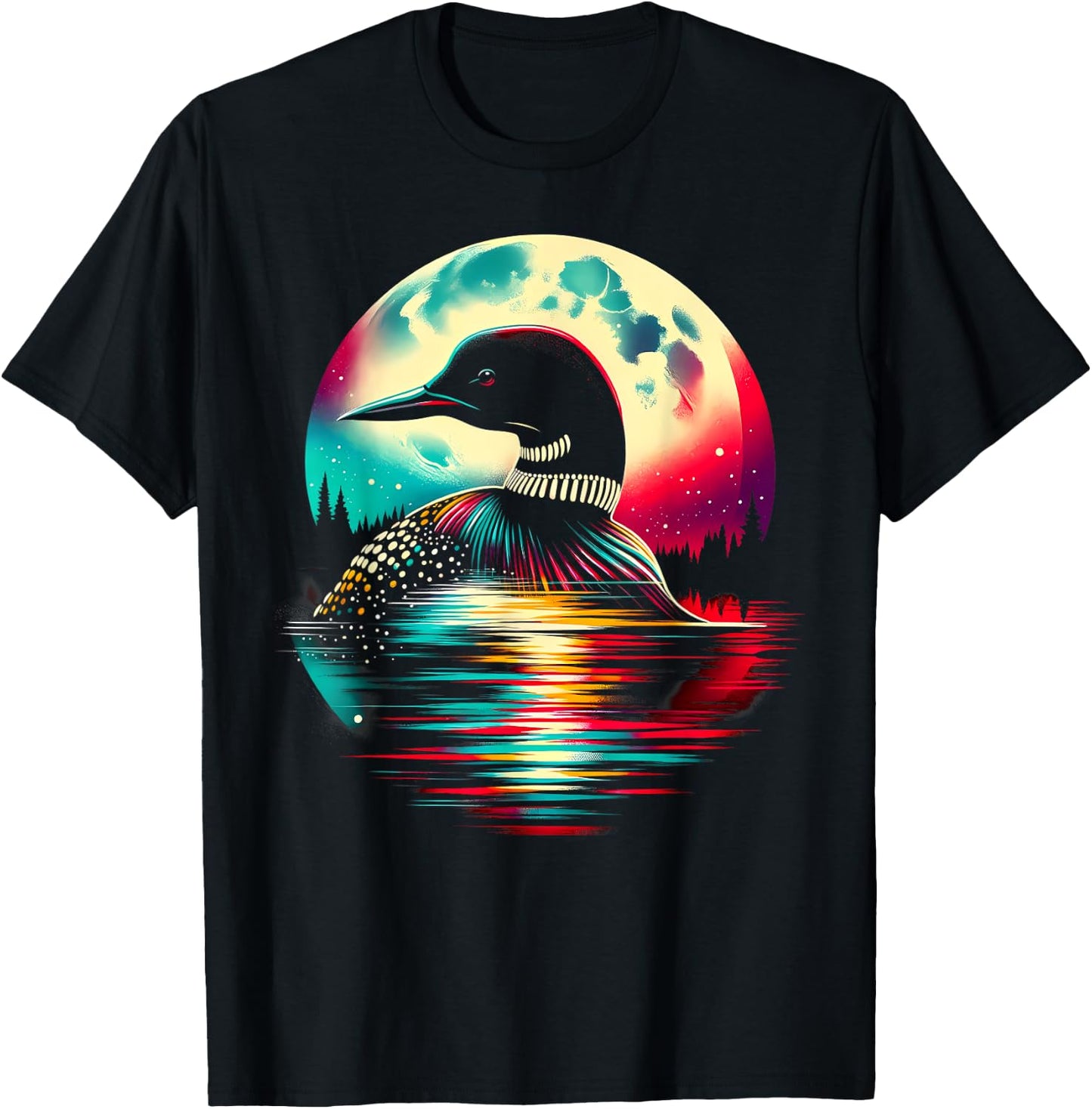 Colorful Loon Bird Spirit Animal Cool Illustration T-Shirt - T-Shirt | Black