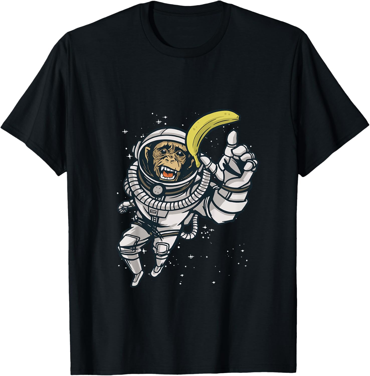 Kids Chimp Astronaut in Space Funny Chimpanzee Animal Graphic T-Shirt - T-Shirt | Black