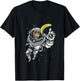 Kids Chimp Astronaut in Space Funny Chimpanzee Animal Graphic T-Shirt - T-Shirt | Black