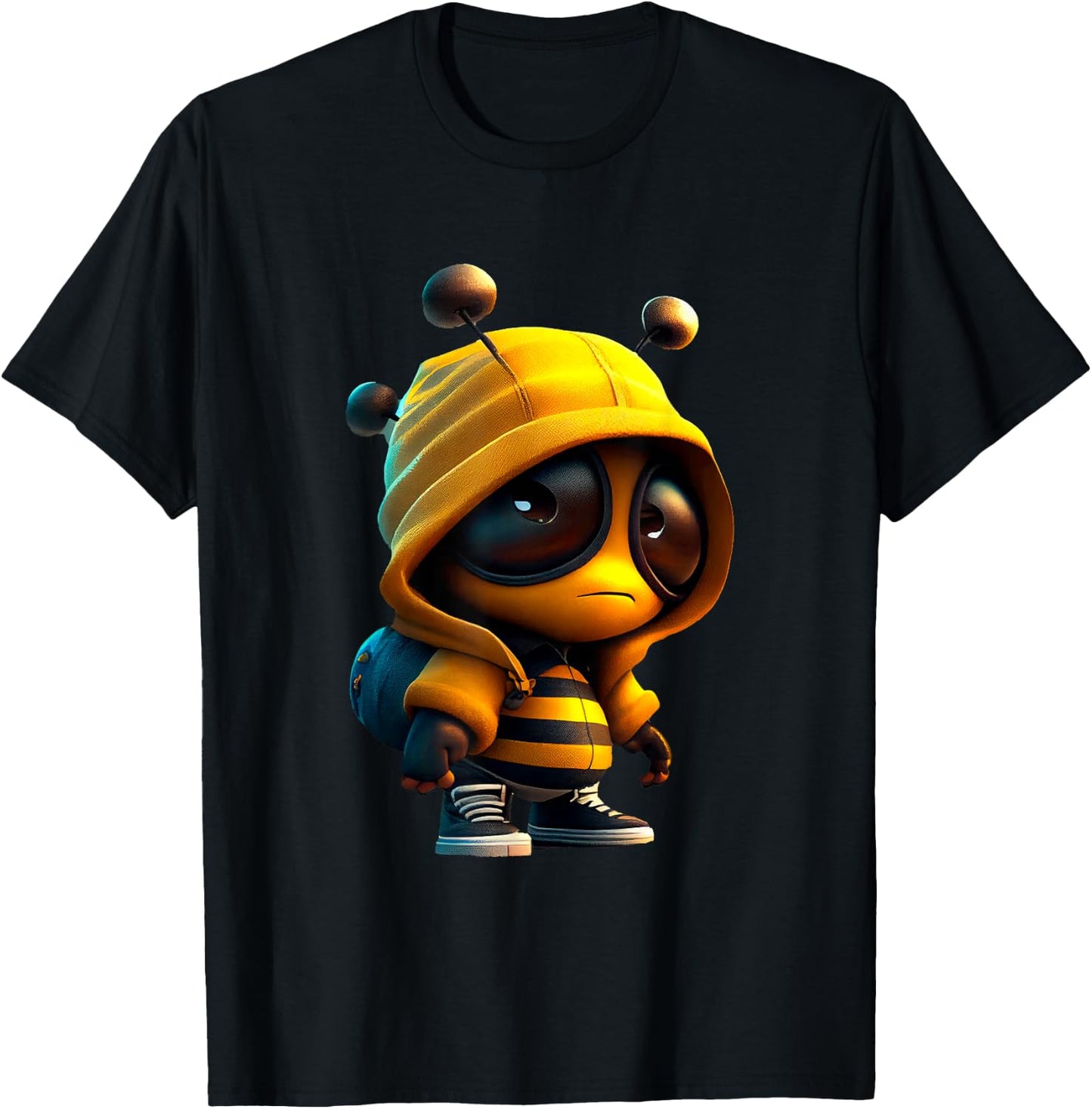 Adorable Bumblebee Character In T-Shirt - T-Shirt | Black