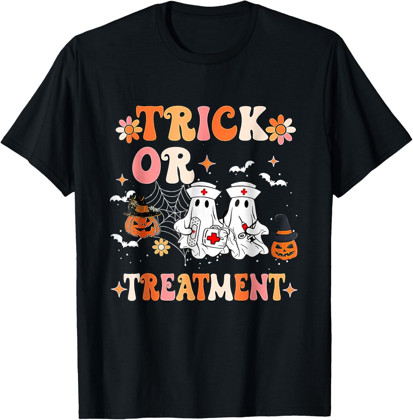 Trick Or Treatment Halloween Radiation Oncology Rad Therapy T-Shirt - T-Shirt | Black