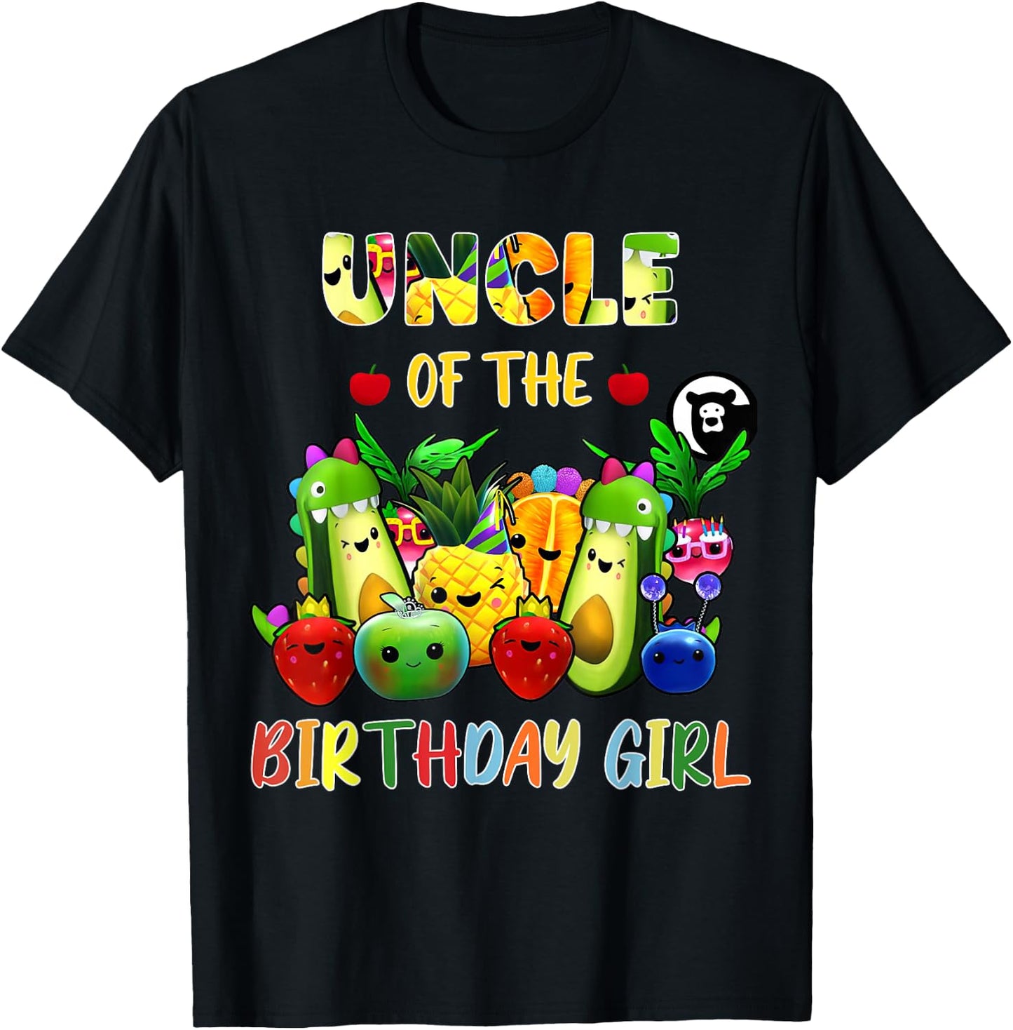 Uncle Of The Birthday Girl Family Fruit Birthday Hey Bear T-Shirt - T-Shirt | Black