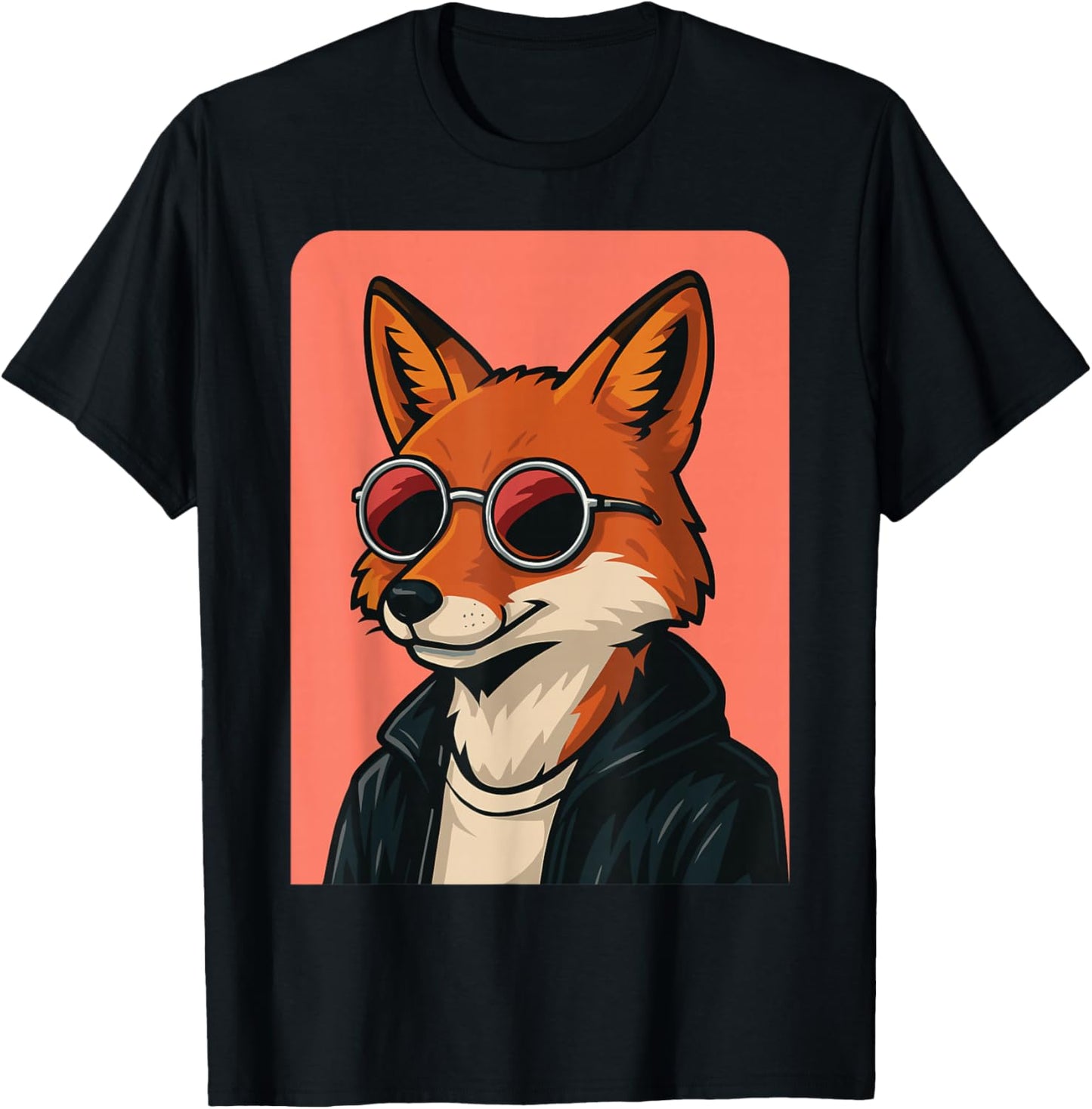 Fox Wearing Sunglasses Men Women Graphic Fox T-Shirt - T-Shirt | Black