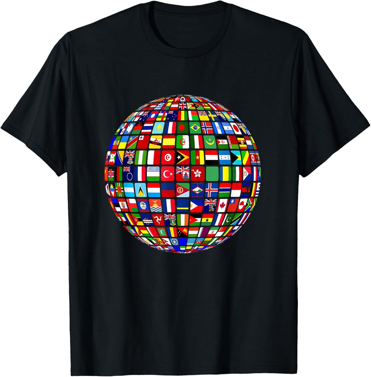 International world flags and world map for children T-Shirt - T-Shirt | Black