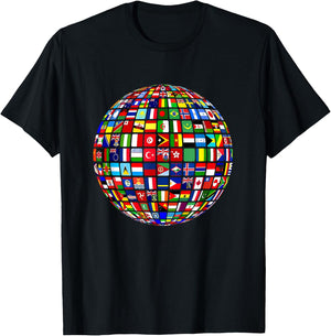 International world flags and world map for children T-Shirt - T-Shirt | Black