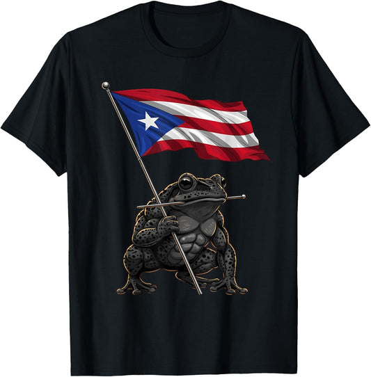 Coqui Frog Puerto Rico Taino Puerto Rican Flag Boricua T-Shirt - T-Shirt | Black