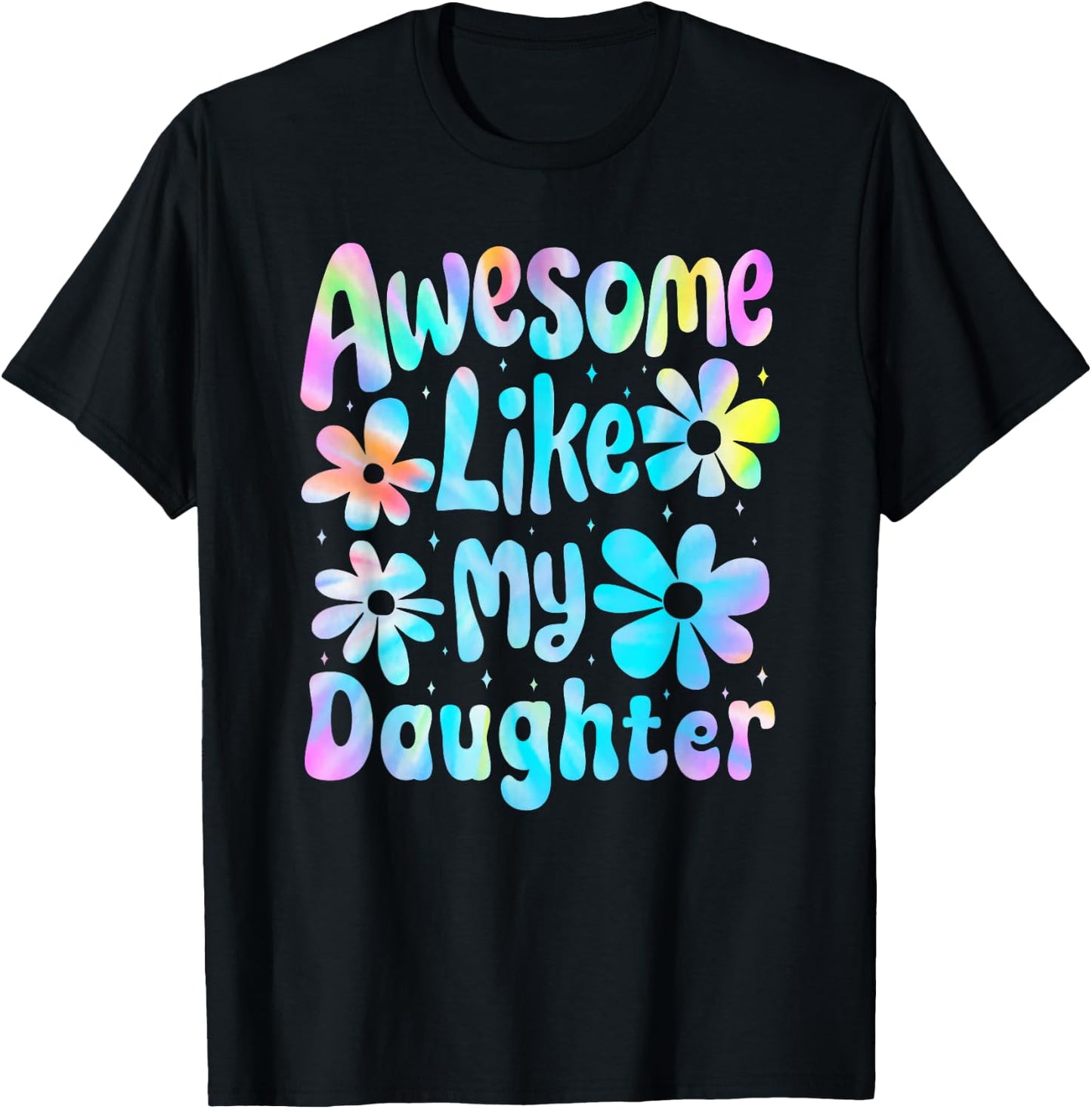 Awesome Like My Daughter Mommy Groovy Graphic Mother's Day T-Shirt - T-Shirt | Black