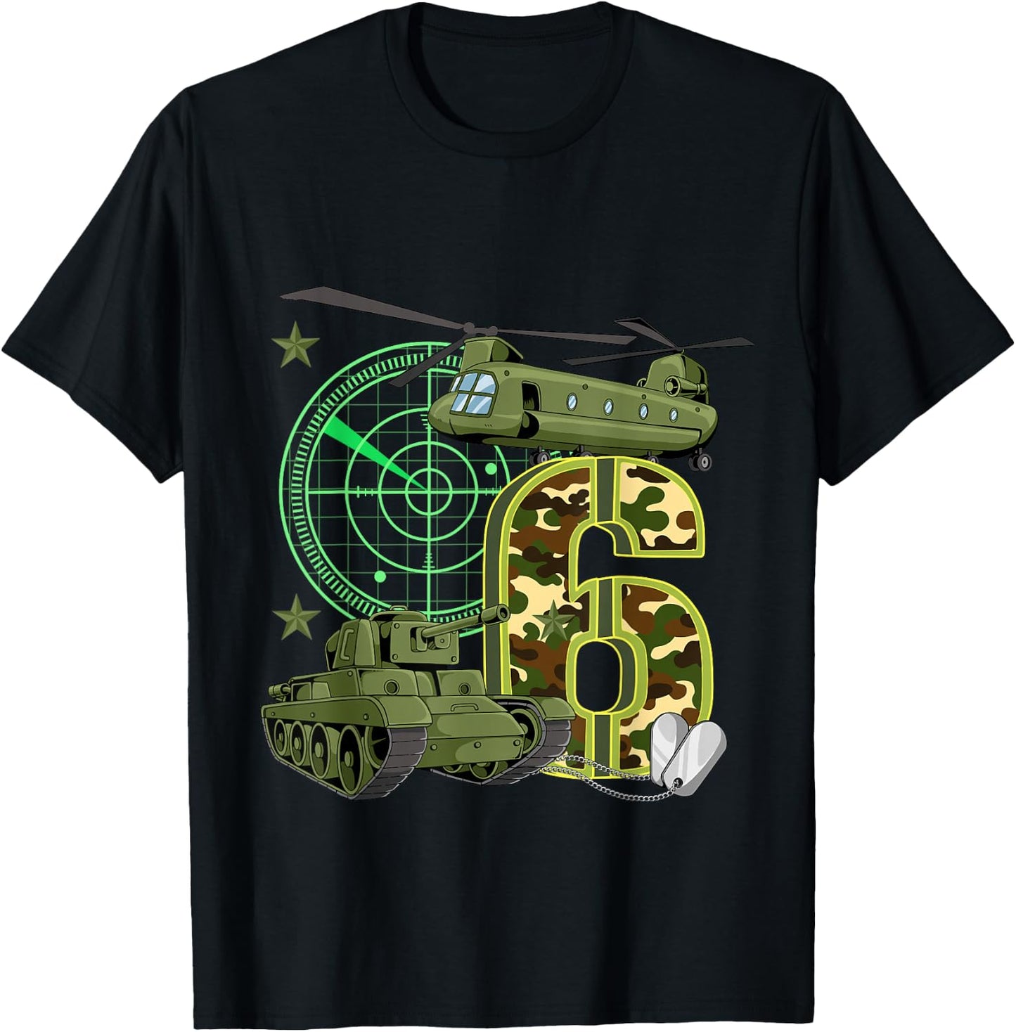 6th Birthday Army T-Shirt - T-Shirt | Black