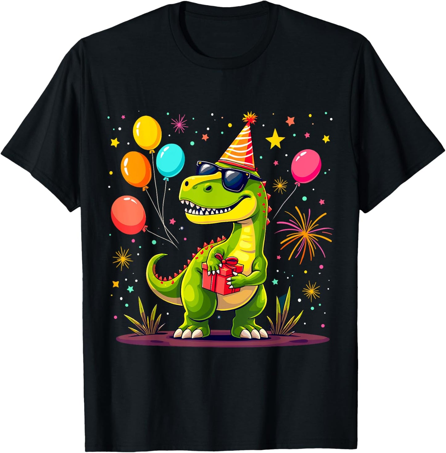 T-Rex Birthday Party Dinosaur T-Shirt - T-Shirt | Black