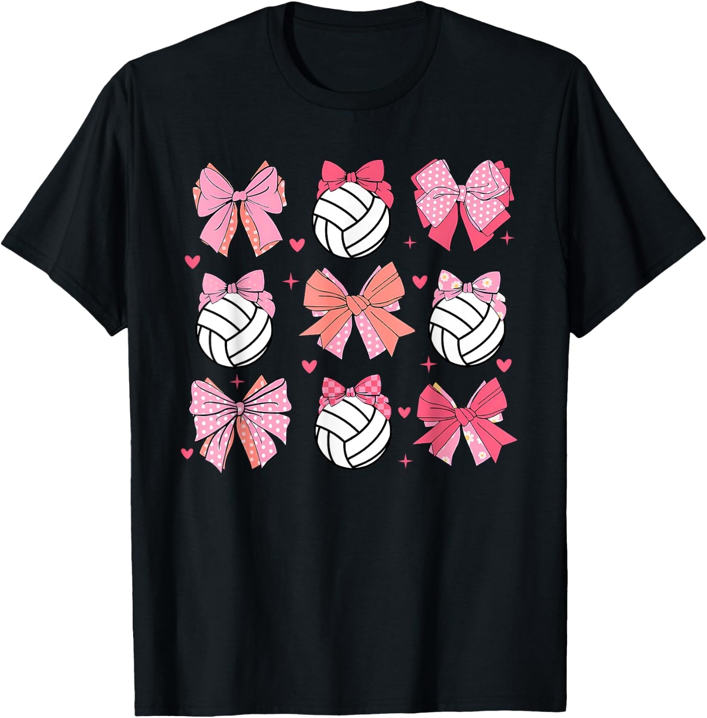 volleyball Coquette Bow volleyball Mom Mothers Day Softball T-Shirt - T-Shirt | Black
