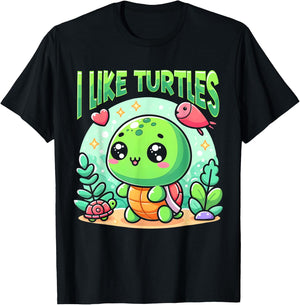 Funny Turtle Pet Shirt I Like Turtles Cute T-Shirt - T-Shirt | Black