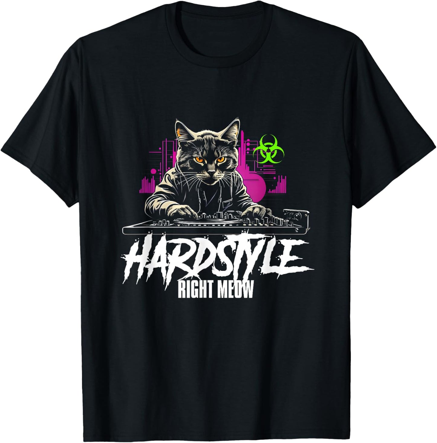 Hardstyle Outfit Cat DJs Hardstyle RIGHT MEOW T-Shirt - T-Shirt | Black