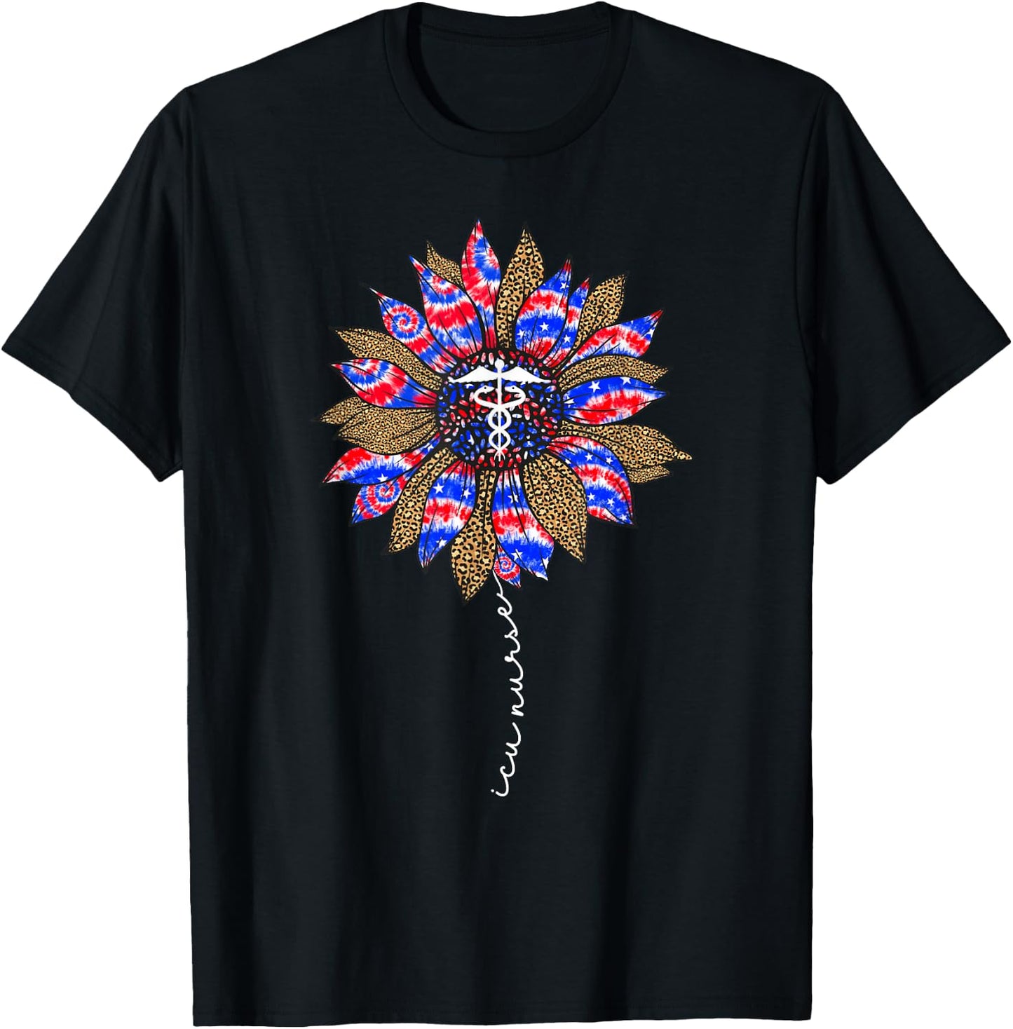 ICU Nurse Tie Dye 4th Of July Intensive Care Unit Nursing T-Shirt - T-Shirt | Black