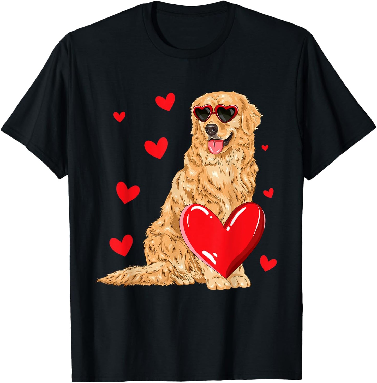 Funny Golden Retriever Heart Valentines Day Dog Lover T-Shirt - T-Shirt | Black