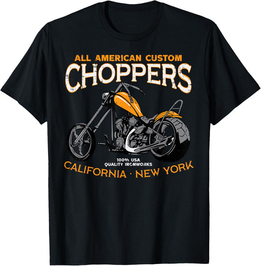 Biker All American Custom Choppers Motorcycle Men Women Kids T-Shirt - T-Shirt | Black