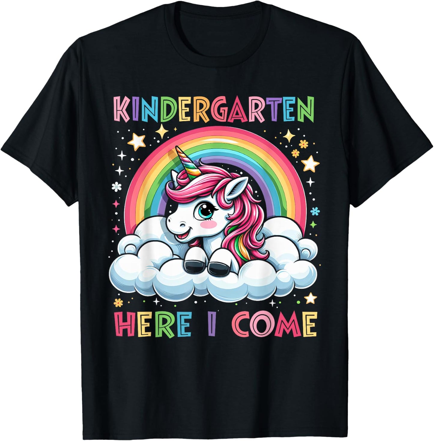 First Day Of Kindergarten Shirt Girls Unicorn Back To School T-Shirt - T-Shirt | Black