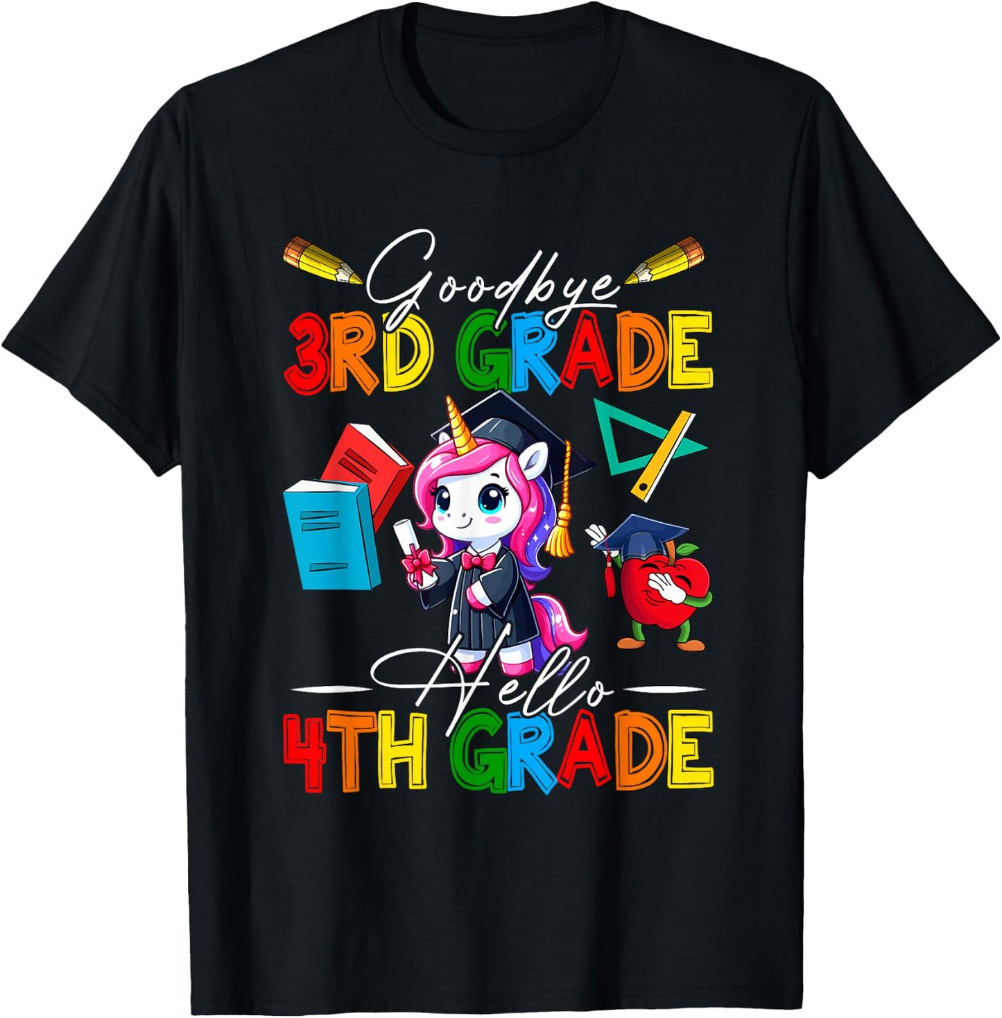 Goodbye 3rd Grade Hello 4th Grade Costume Unicorn Students T-Shirt - T-Shirt | Black