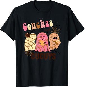 Conchas and Cucuys Mexican Ghost Spooky Conchas Halloween T-Shirt - T-Shirt | Black