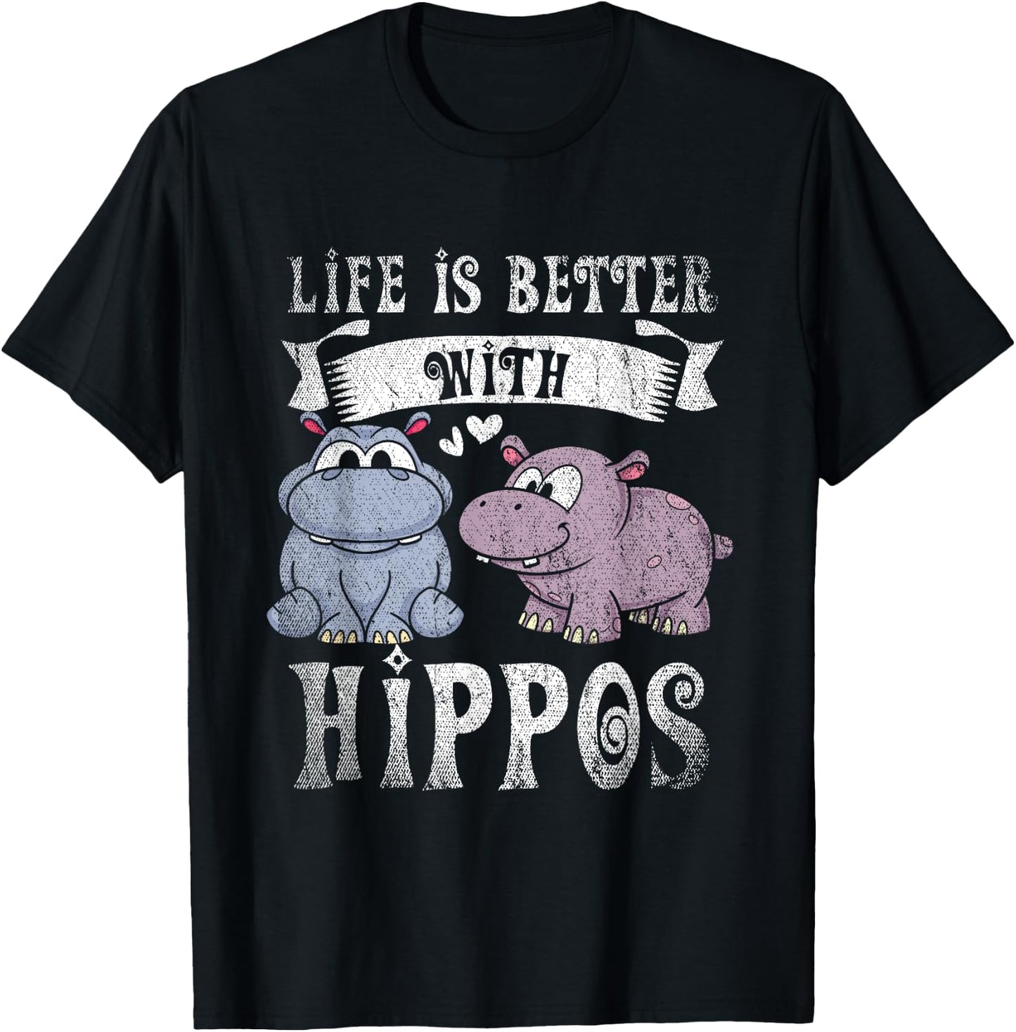 Hippopotamus Animal Lover Gift Hippo -Adults Black Short Sleeve Small T-Shirt - T-Shirt | Black