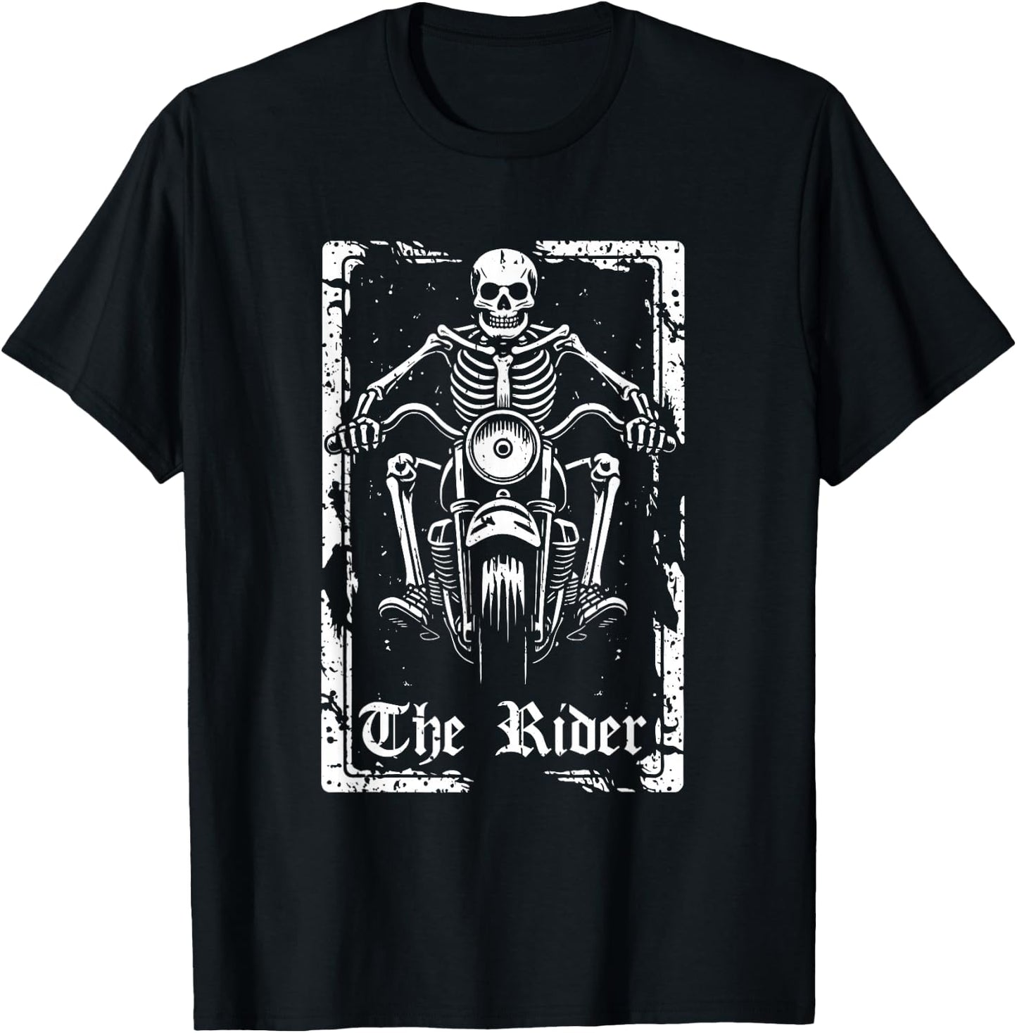 Motorcycle Motorbike - Motorbiker Biker Skeleton Tarot Card T-Shirt - T-Shirt | Black