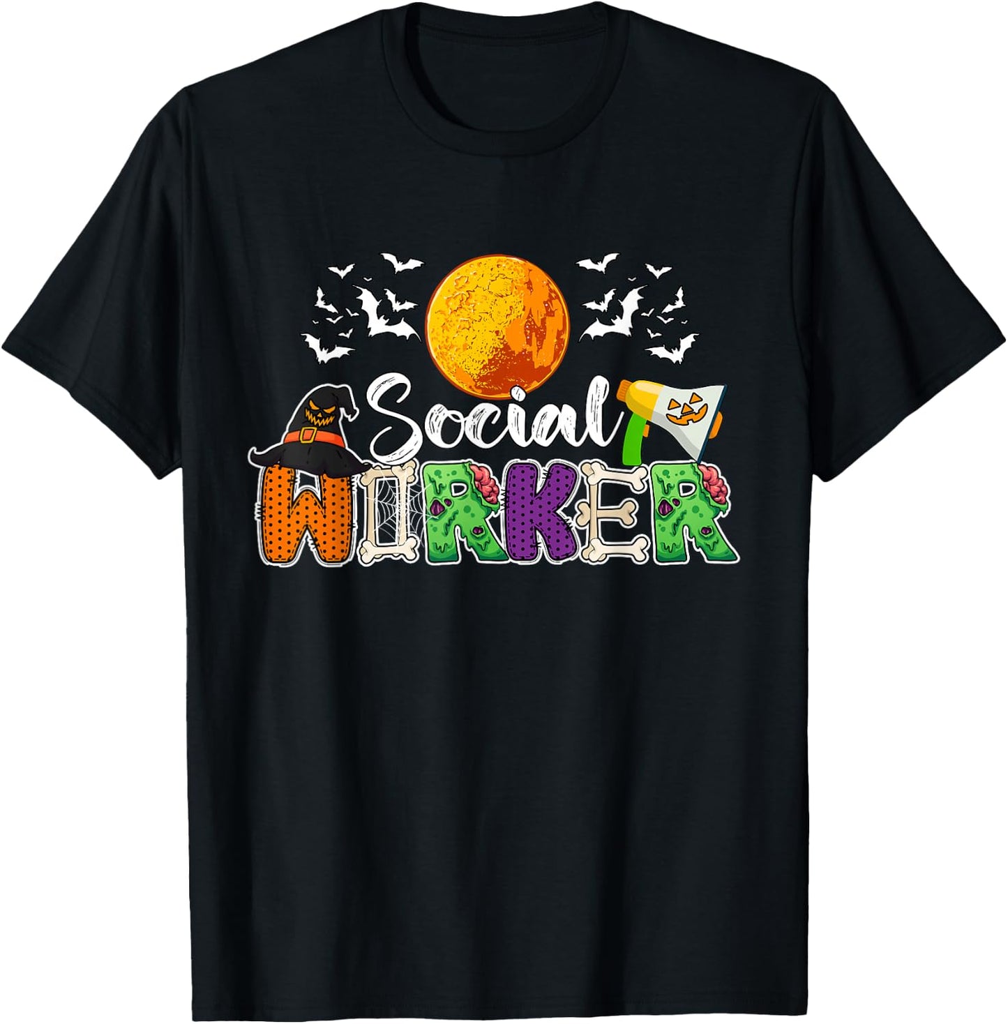 Social Worker Job Halloween Zombies Witch Costume Team T-Shirt - T-Shirt | Black