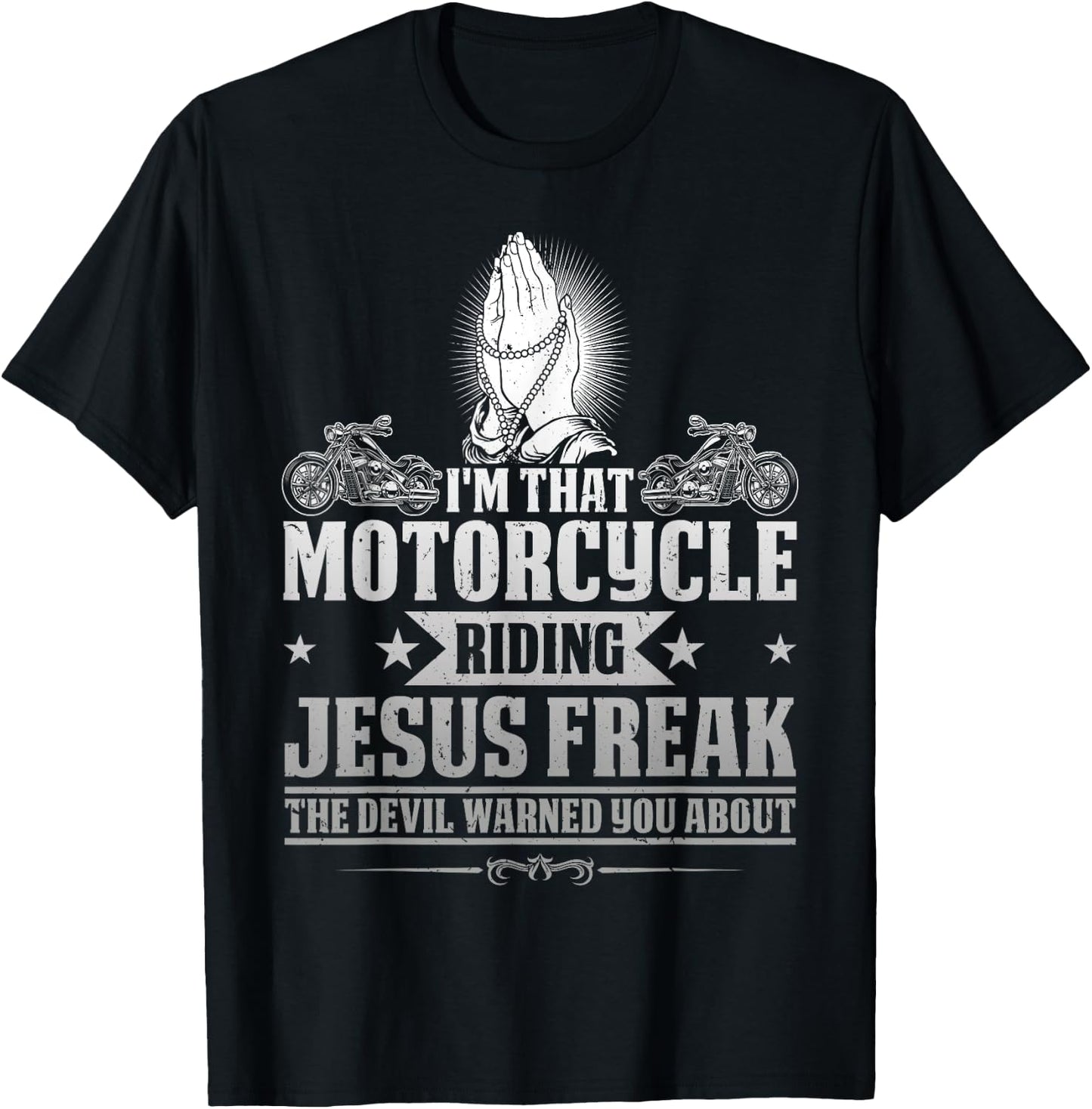 Retro Vintage Chopper Rider JD0 Christian Biker I'm That Motorcycle Riding Jesus Freak Faith T-Shirt - T-Shirt | Black