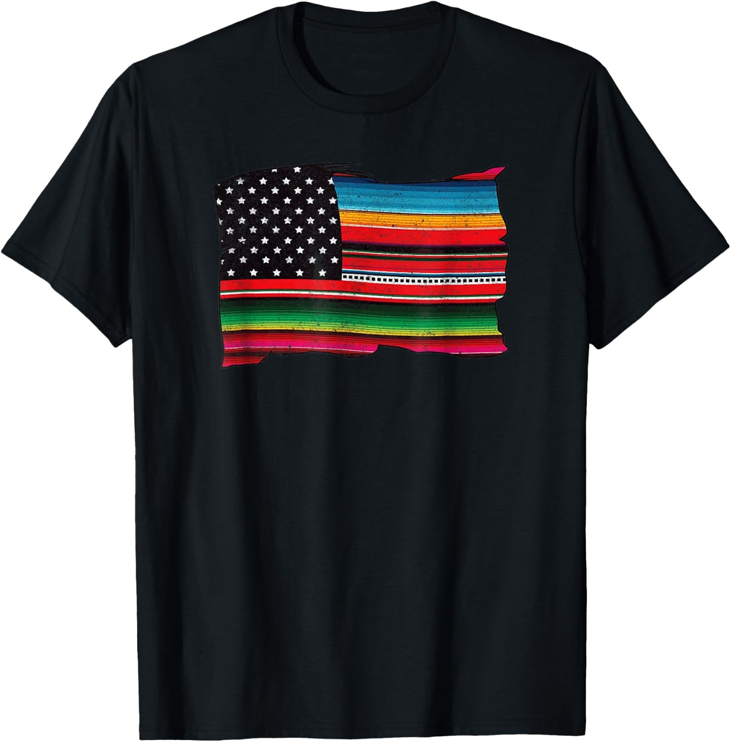 Mexican American Chicano Sarape Flag T-Shirt - T-Shirt | Black